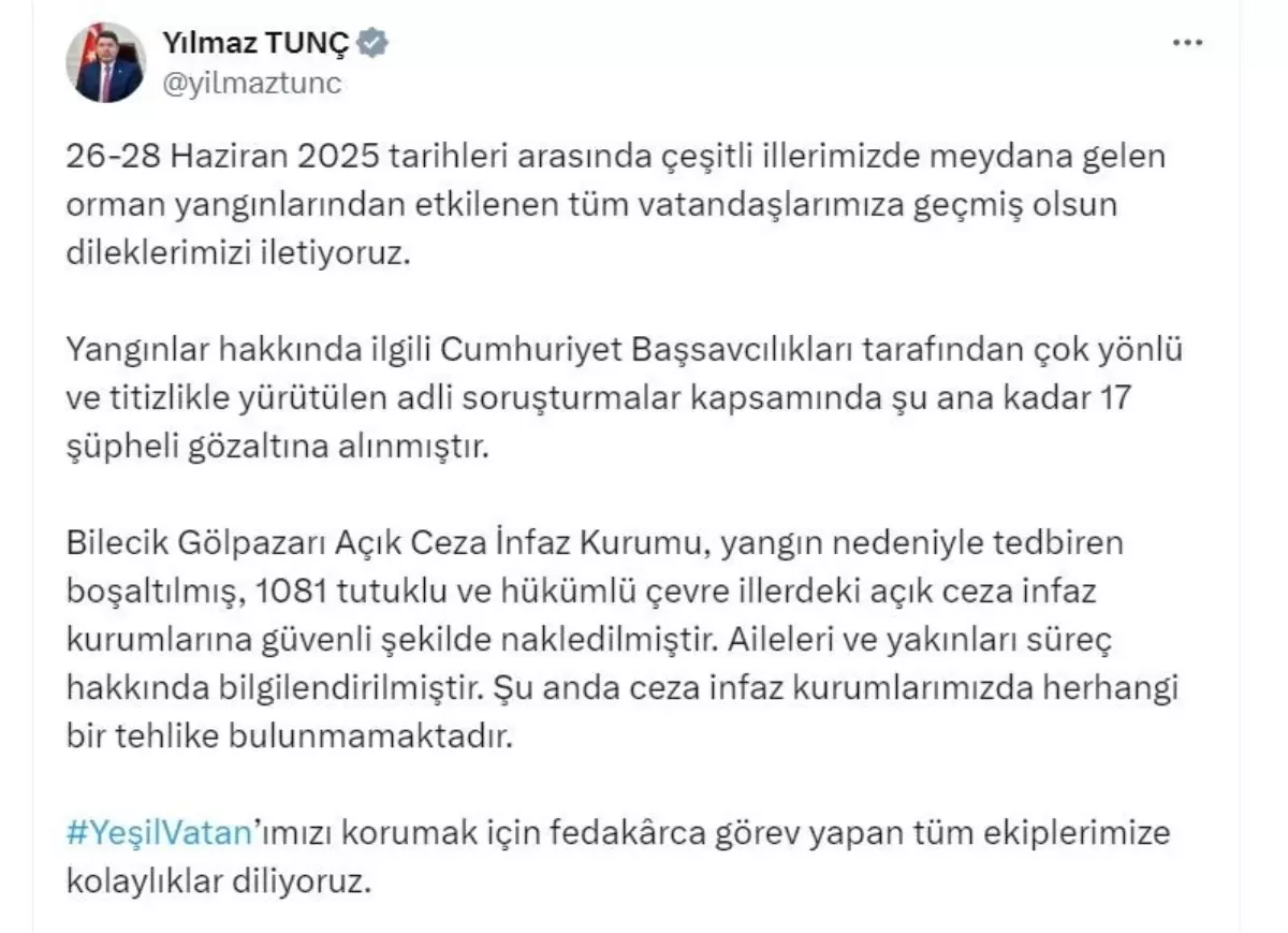 17 Şüpheli Orman Yangınları Nedeniyle Gözaltında