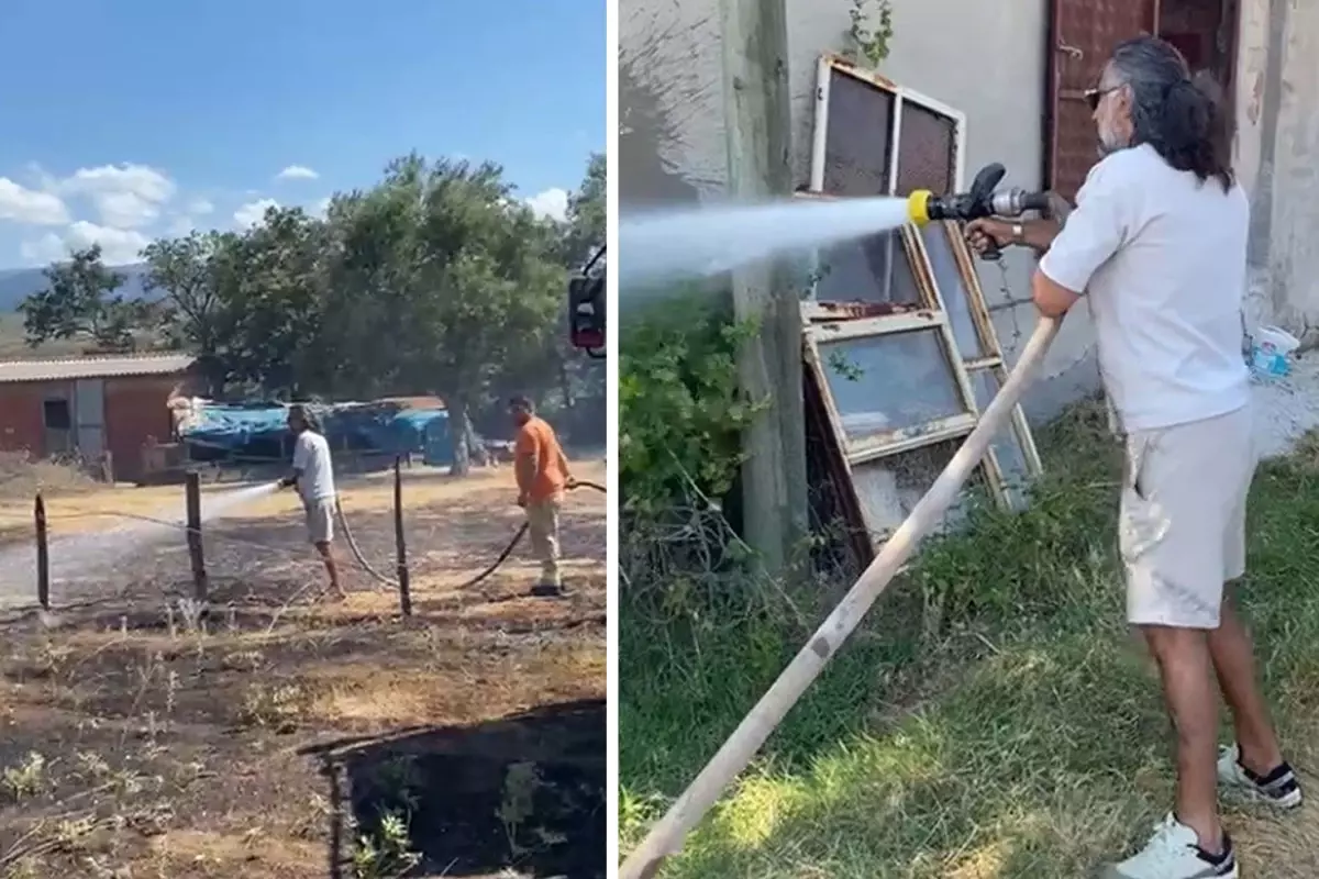 Oyuncu Kenan Çoban, Çanakkale'de çıkan yangına müdahale etti